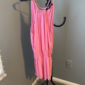 Hot pink high neck romper shorts size medium